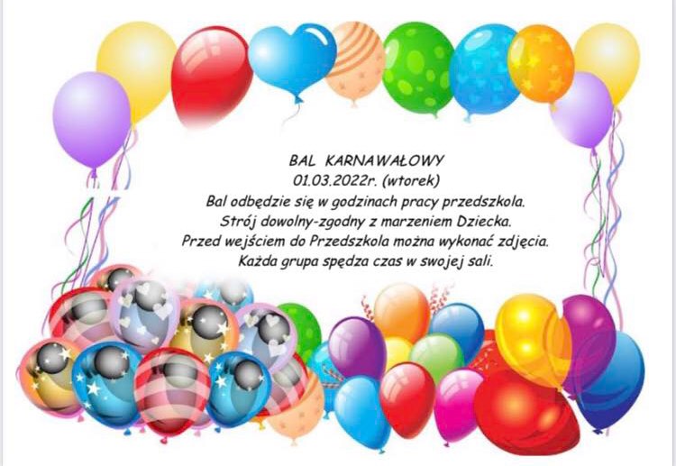 plakat o balu karnawałowym